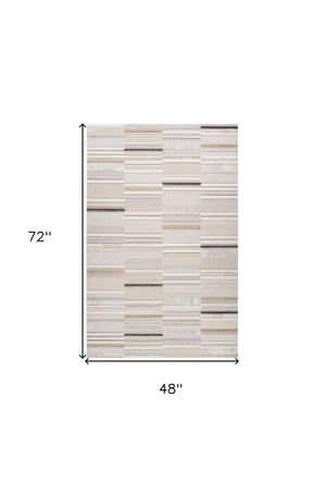 Homeroots 4' X 6' Gray And Beige Abstract Distressed Area Rug  Polyester 558423