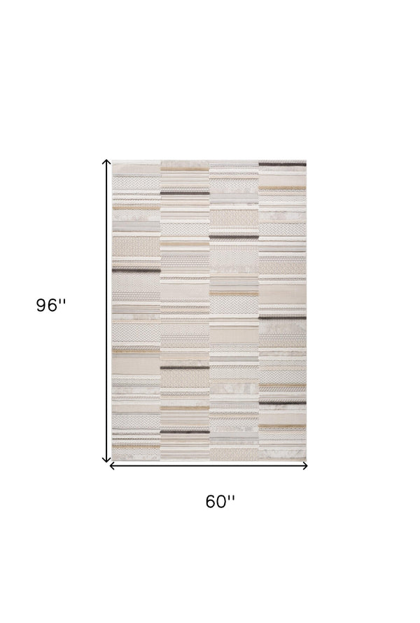 Homeroots 5' X 8' Gray And Beige Abstract Distressed Area Rug  Polyester 558424