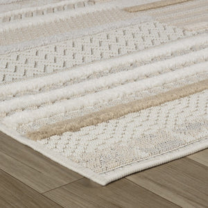 HomeRoots 5' Gray and Beige Abstract Distressed Area Rug - Versatile, Stain-Resistant Design for Any Space 7' X 10' 558425