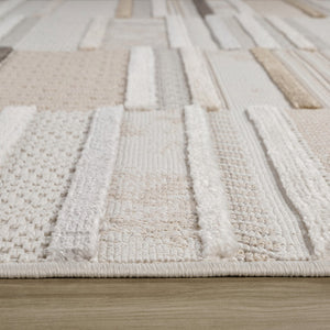 HomeRoots 5' Gray and Beige Abstract Distressed Area Rug - Versatile, Stain-Resistant Design for Any Space 7' X 10' 558425