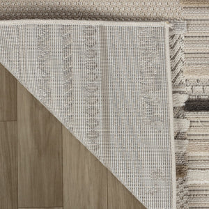 HomeRoots 5' Gray and Beige Abstract Distressed Area Rug - Versatile, Stain-Resistant Design for Any Space 7' X 10' 558425