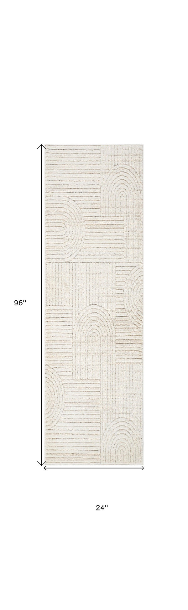 Homeroots 8' Cream And Beige Abstract Distressed Runner Rug – Stain Resistant, Stylish, Perfect For High Traffic Areas  Polyester 558428