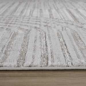 Homeroots 8' Gray And Ivory Abstract Distressed Runner Rug - Stain Resistant, Durable Design For Modern Spaces  Polyester 558434