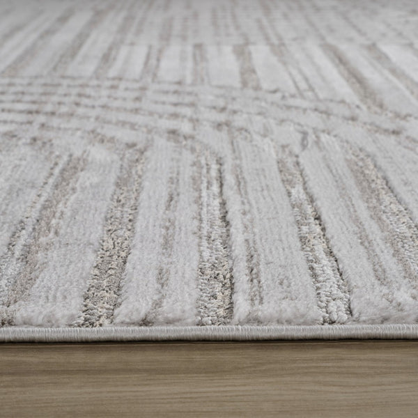 Homeroots 8' Gray And Ivory Abstract Distressed Runner Rug - Stain Resistant, Durable Design For Modern Spaces  Polyester 558434