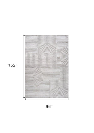 Homeroots 8' X 11' Gray And Ivory Abstract Distressed Area Rug  Polyester 558438