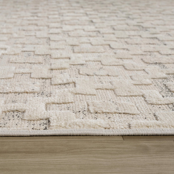 Homeroots 8' Gray And Beige Moroccan Distressed Runner Rug - Stylish, Durable, Stain-resistant For Any Space! 2' X 8' Polyester 558440