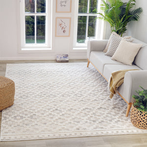 Homeroots 5' X 8' Cream And Beige Moroccan Area Rug  Polyester 558442