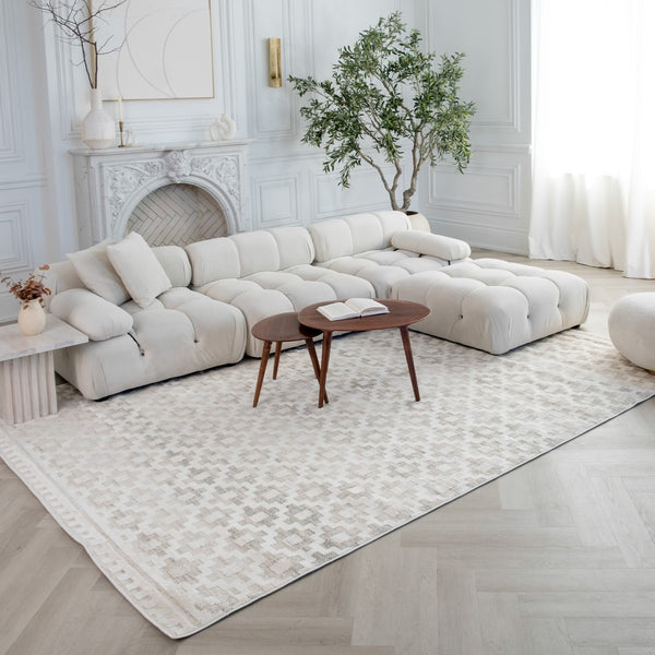 Homeroots 7' X 10' Cream And Beige Moroccan Area Rug  Polyester 558443