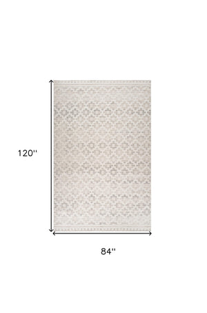 Homeroots 7' X 10' Cream And Beige Moroccan Area Rug  Polyester 558443