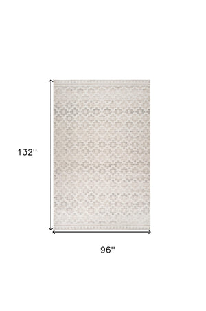 Homeroots 8' X 11' Cream And Beige Moroccan Area Rug  Polyester 558444