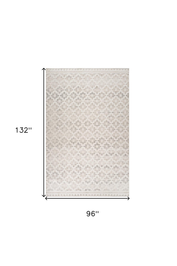 Homeroots 8' X 11' Cream And Beige Moroccan Area Rug  Polyester 558444