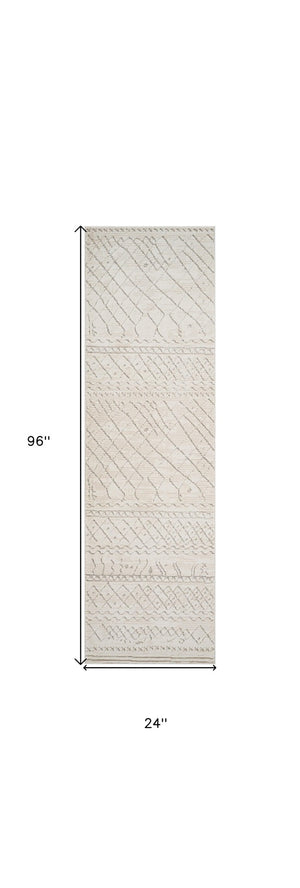 Homeroots 8' Gray And Beige Abstract Distressed Runner Rug - Durable, Stain-resistant, Perfect For High-traffic Areas 2' X 8' Polyester 558446