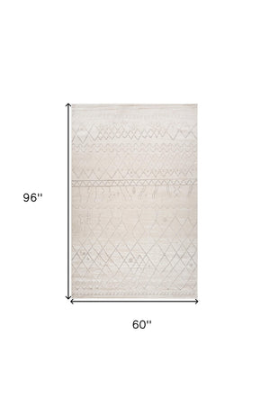 Homeroots 5' X 8' Gray And Beige Abstract Distressed Area Rug  Polyester 558448