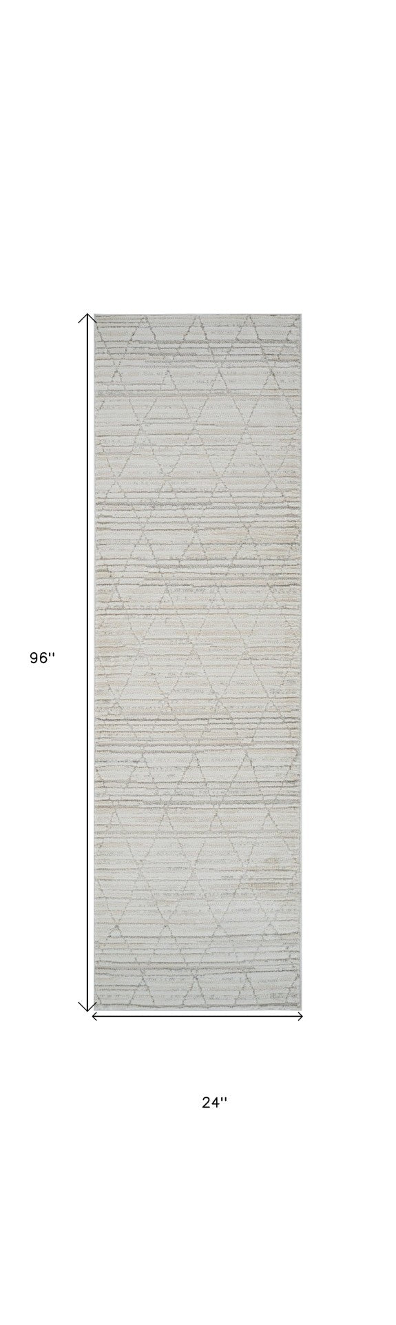 Homeroots 8' Gray And Beige Geometric Distressed Runner Rug - Stylish, Stain-resistant Design For Any Space 2' X 8' Polyester 558452