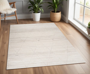Homeroots 4' X 6' Cream And Beige Abstract Area Rug  Polyester 558453