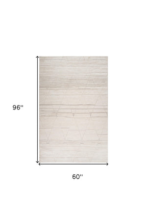 Homeroots 5' X 8' Cream And Beige Abstract Area Rug  Polyester 558454