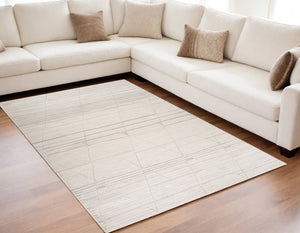 Homeroots 5' X 8' Cream And Beige Abstract Area Rug  Polyester 558454