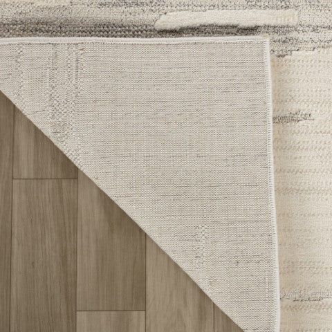 Homeroots 8' Gray And Beige Geometric Distressed Runner Rug - Durable, Stain Resistant, Modern Design For Any Space 2' X 8' Polyester 558458