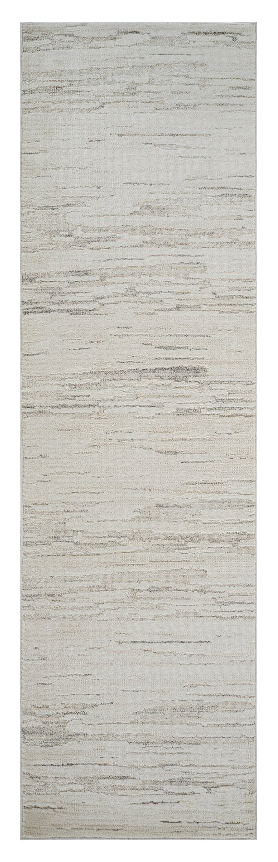 Homeroots 8' Gray And Beige Geometric Distressed Runner Rug - Durable, Stain Resistant, Modern Design For Any Space 2' X 8' Polyester 558458