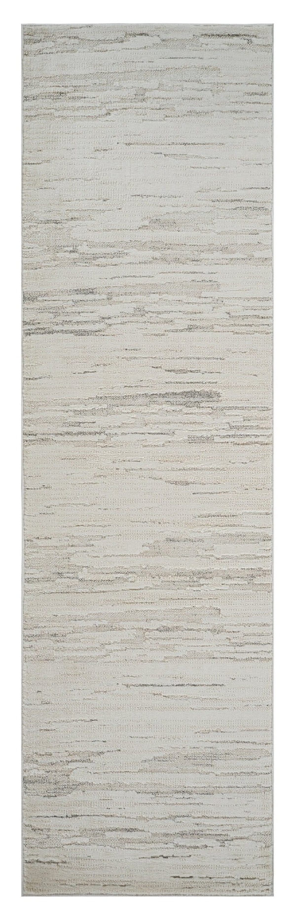 Homeroots 8' Gray And Beige Geometric Distressed Runner Rug - Durable, Stain Resistant, Modern Design For Any Space 2' X 8' Polyester 558458