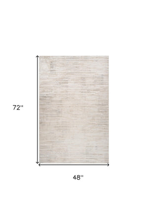 Homeroots 4' X 6' Gray And Beige Geometric Distressed Area Rug  Polyester 558459