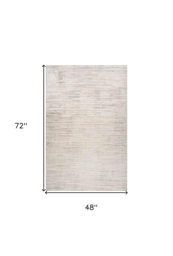 Homeroots 4' X 6' Gray And Beige Geometric Distressed Area Rug  Polyester 558459