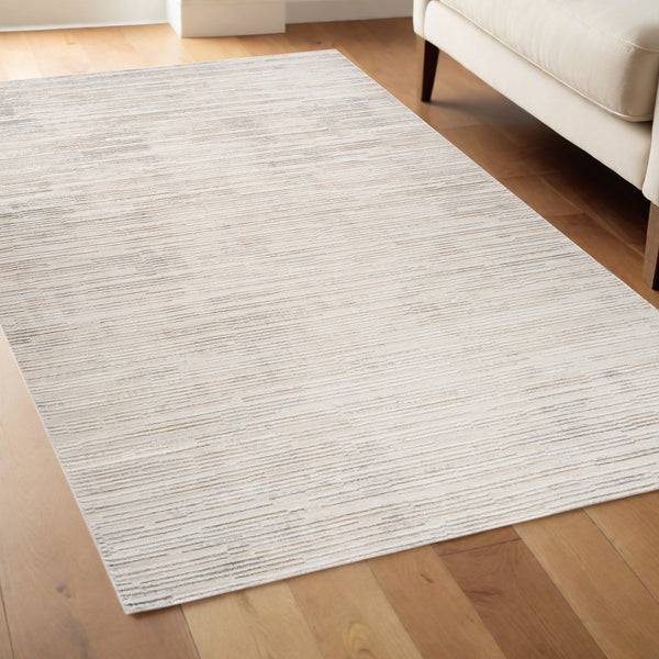 Homeroots 4' X 6' Gray And Beige Geometric Distressed Area Rug  Polyester 558459