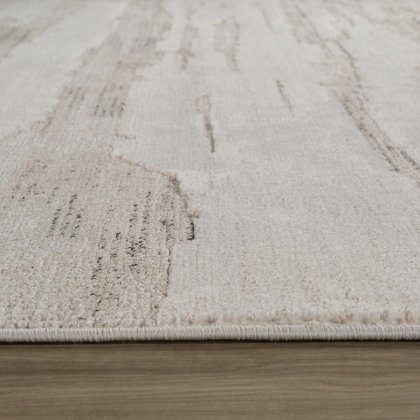 HomeRoots 5' Gray and Beige Abstract Distressed Area Rug - Durable, Stain-Resistant Design for Any Room 5' X 8' 558460