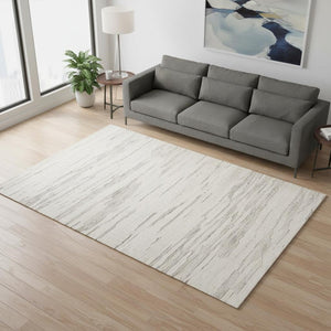 HomeRoots 5' Gray and Beige Abstract Distressed Area Rug - Durable, Stain-Resistant Design for Any Room 5' X 8' 558460
