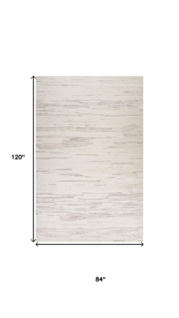 HomeRoots 7' Gray and Beige Abstract Distressed Area Rug - Stylish, Durable, and Perfect for Modern Interiors 558461