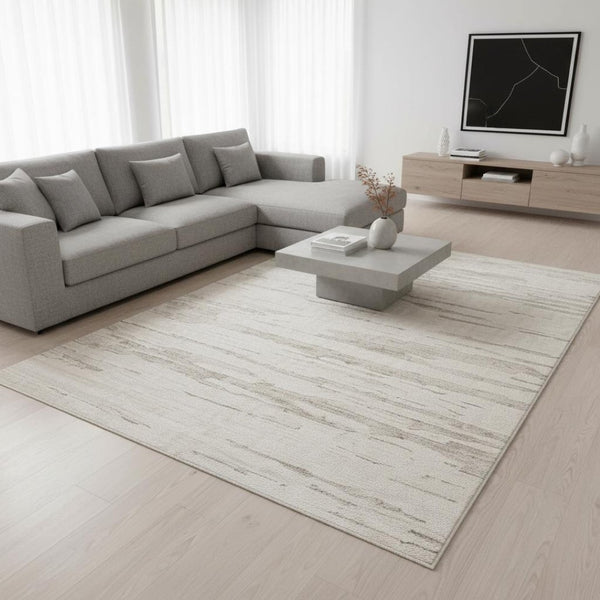 HomeRoots 7' Gray and Beige Abstract Distressed Area Rug - Stylish, Durable, and Perfect for Modern Interiors 558461