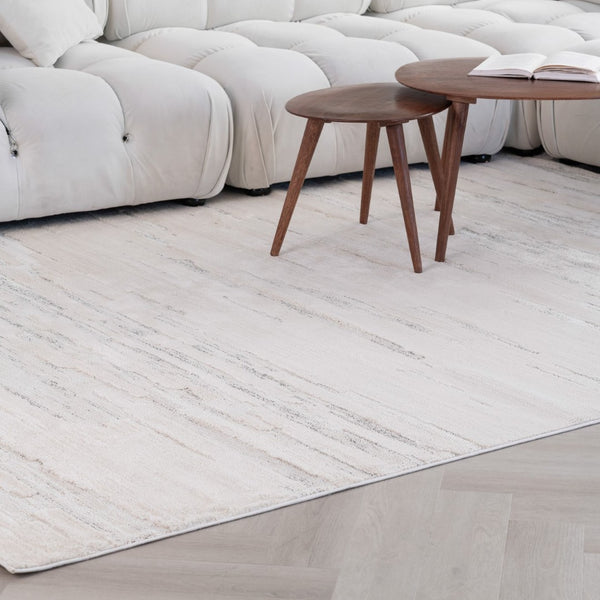 HomeRoots 5' Gray and Beige Abstract Distressed Area Rug - Durable, Stain-Resistant Design for Any Room 8' X 11' 558462