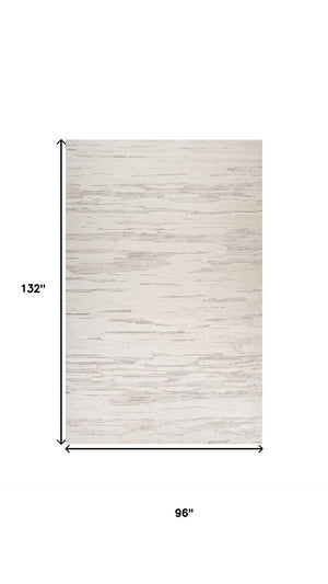 HomeRoots 5' Gray and Beige Abstract Distressed Area Rug - Durable, Stain-Resistant Design for Any Room 8' X 11' 558462