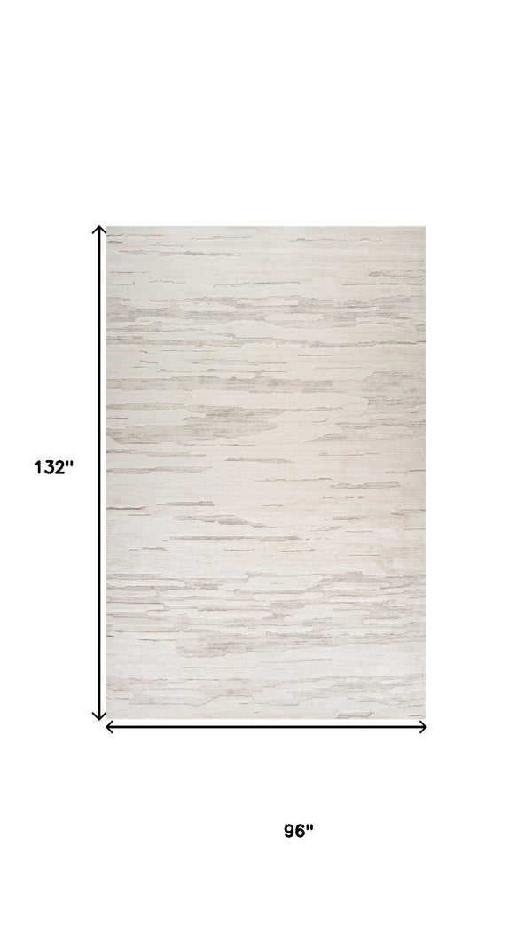 HomeRoots 5' Gray and Beige Abstract Distressed Area Rug - Durable, Stain-Resistant Design for Any Room 8' X 11' 558462