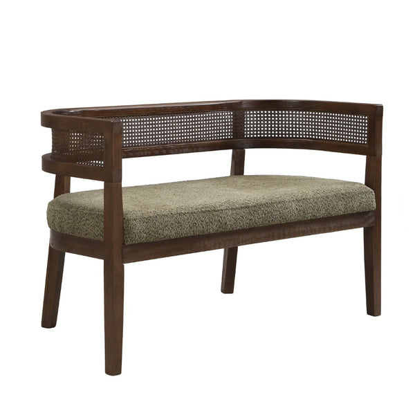 English Elm 47.5" Hand-woven Rattan Loveseat with Open Weave Back and Cushioned Two-seat Comfort Green,Walnut N771P381036L