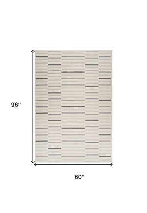 Homeroots 5' X 8' Gray And Cream Abstract Distressed Area Rug  Polypropylene 558465