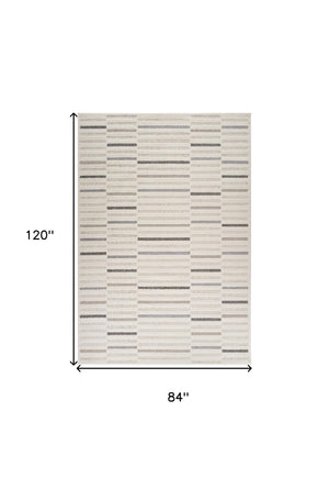 Homeroots 7' X 10' Gray And Cream Abstract Distressed Area Rug  Polypropylene 558466