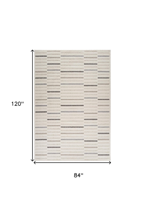 Homeroots 7' X 10' Gray And Cream Abstract Distressed Area Rug  Polypropylene 558466