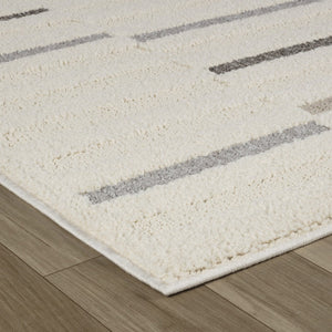 HomeRoots 5' Gray and Cream Abstract Distressed Area Rug - Modern Elegance for High-Traffic Spaces and Homes 8' X 11' 558467