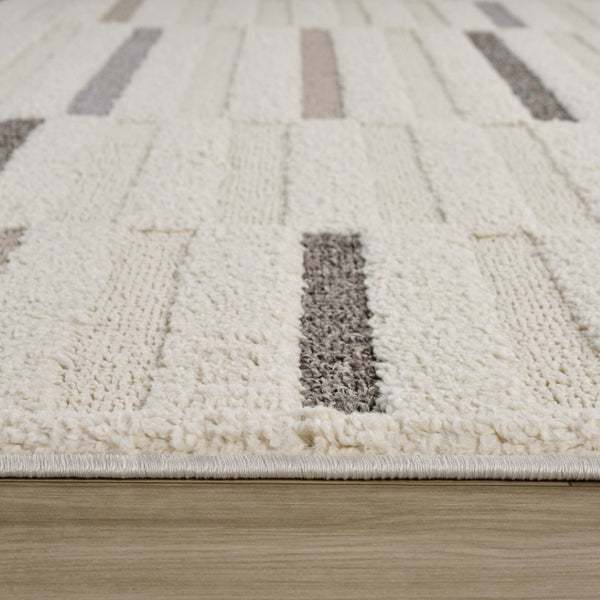 HomeRoots 5' Gray and Cream Abstract Distressed Area Rug - Modern Elegance for High-Traffic Spaces and Homes 8' X 11' 558467