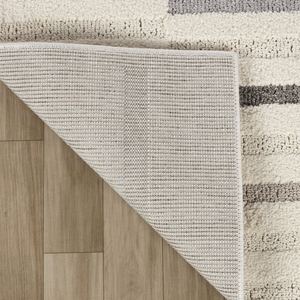 HomeRoots 5' Gray and Cream Abstract Distressed Area Rug - Modern Elegance for High-Traffic Spaces and Homes 8' X 11' 558467