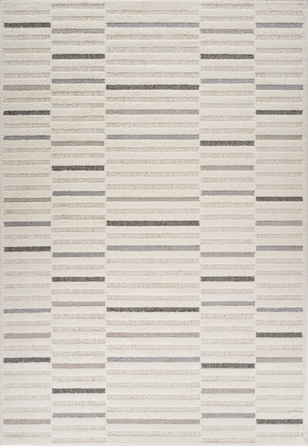 HomeRoots 5' Gray and Cream Abstract Distressed Area Rug - Modern Elegance for High-Traffic Spaces and Homes 8' X 11' 558467