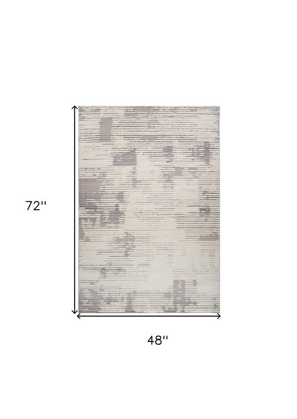Homeroots 4' X 6' Gray And Cream Abstract Distressed Area Rug  Polypropylene 558469