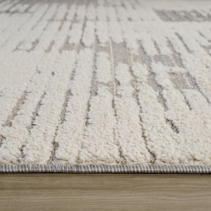 HomeRoots 5' Gray and Cream Abstract Distressed Area Rug - Stylish, Durable Design for Busy Homes & Modern Decor 5' X 8' 558470