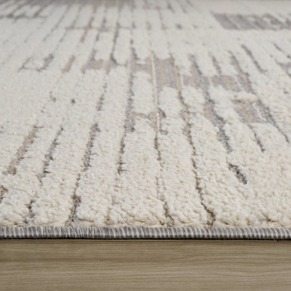 HomeRoots 5' Gray and Cream Abstract Distressed Area Rug - Stylish, Durable Design for Busy Homes & Modern Decor 5' X 8' 558470