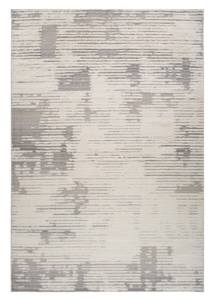 HomeRoots 5' Gray and Cream Abstract Distressed Area Rug - Stylish, Durable Design for Busy Homes & Modern Decor 5' X 8' 558470