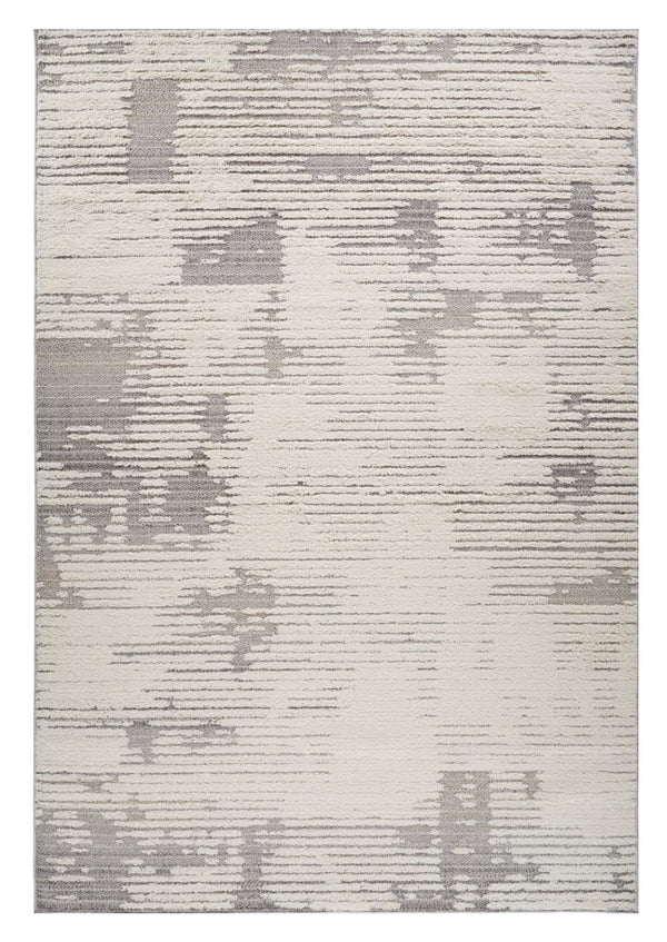 HomeRoots 5' Gray and Cream Abstract Distressed Area Rug - Stylish, Durable Design for Busy Homes & Modern Decor 5' X 8' 558470