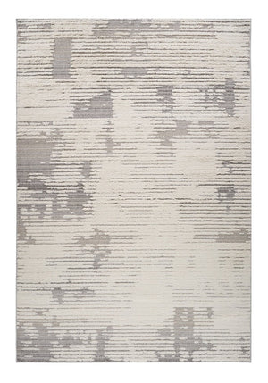 HomeRoots 5' Gray and Cream Abstract Distressed Area Rug - Stylish, Durable Design for Busy Homes & Modern Decor 7' X 10' 558471