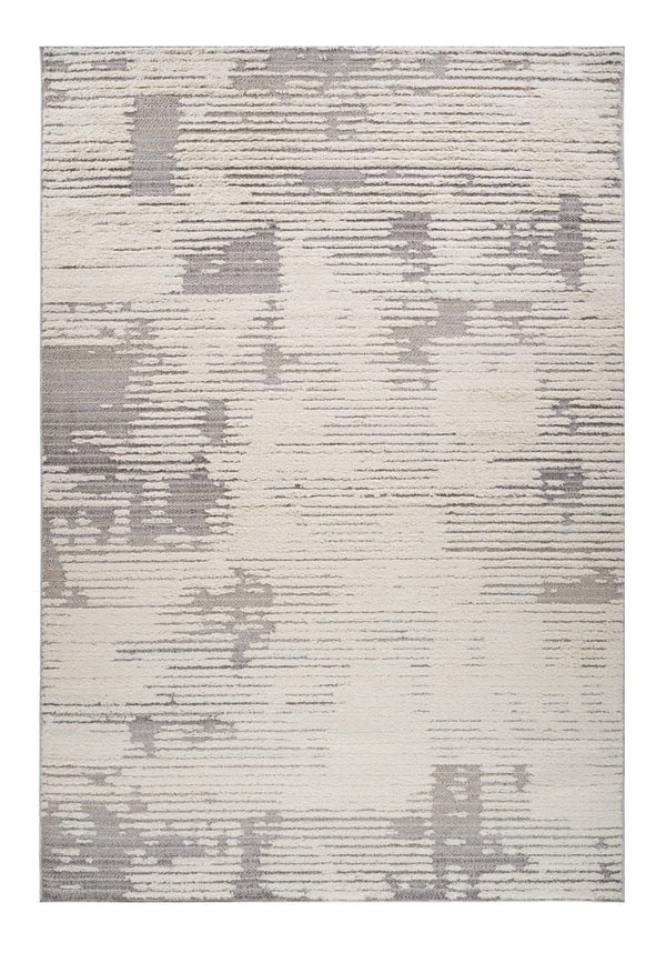 HomeRoots 5' Gray and Cream Abstract Distressed Area Rug - Stylish, Durable Design for Busy Homes & Modern Decor 7' X 10' 558471