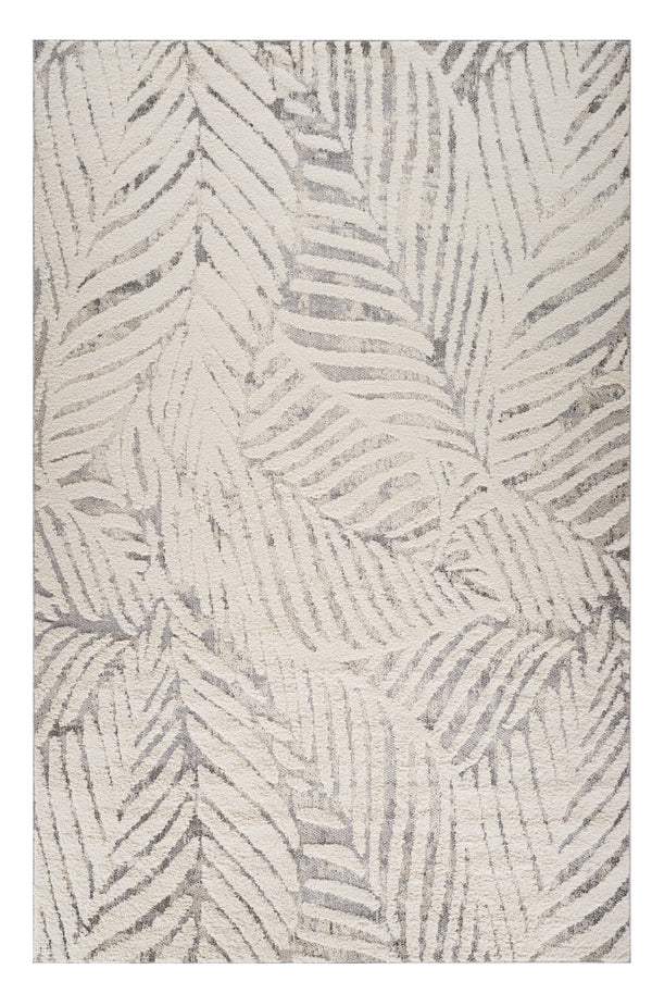 Homeroots 4' X 6' Gray And Cream Botanical Leaves Area Rug  Polypropylene 558474